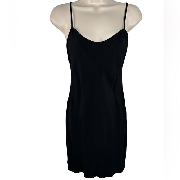 Vintage Severin Black Sleeveless Rayon Cami Slip Mini Dress - Picture 2 of 8
